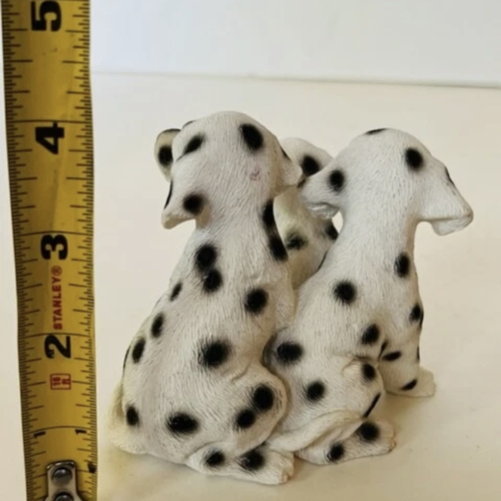 Dalmatian Figurine Vintage Puppies Dog Sculpture Solid Stone Resin - Picture 4 of 11